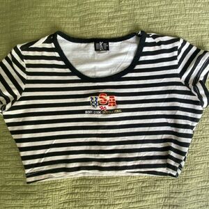 Black and White Striped Crop Top